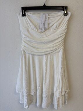 Mossimo White Strapless Ruched Fit-and-Flare Dress
